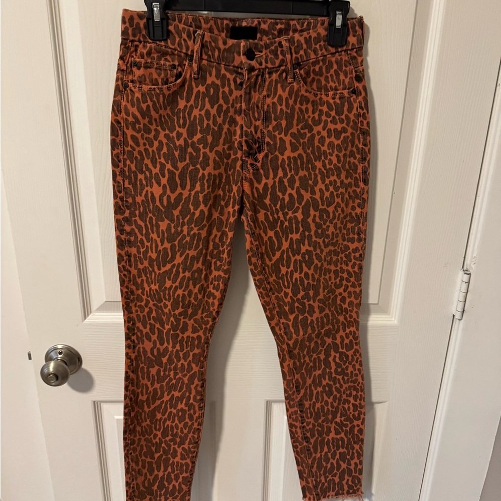 MOTHER Leopard Print Jeans - Brown and Black